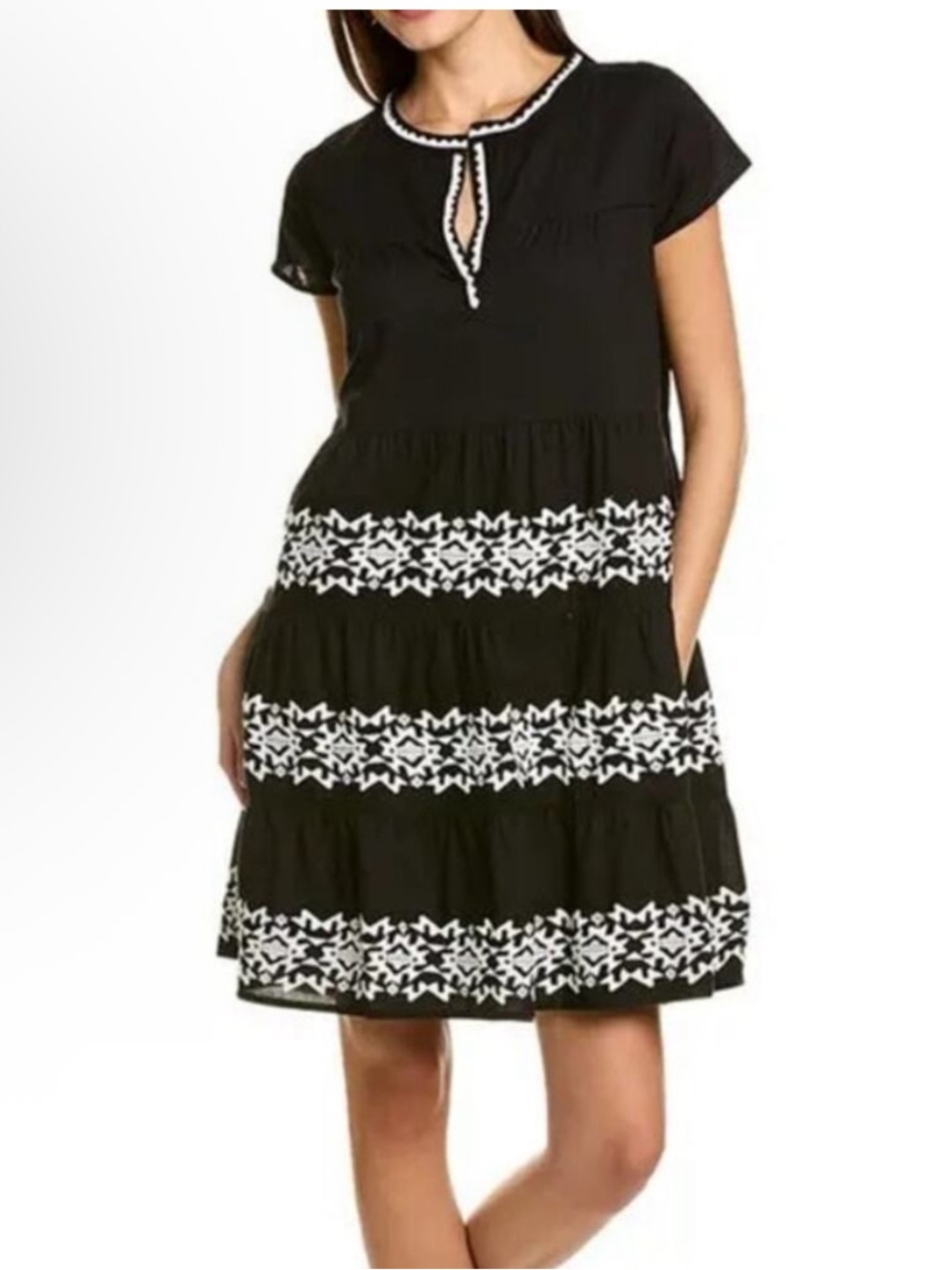 Roller Rabbit Pamela Black and White Embroidered Mini Dress